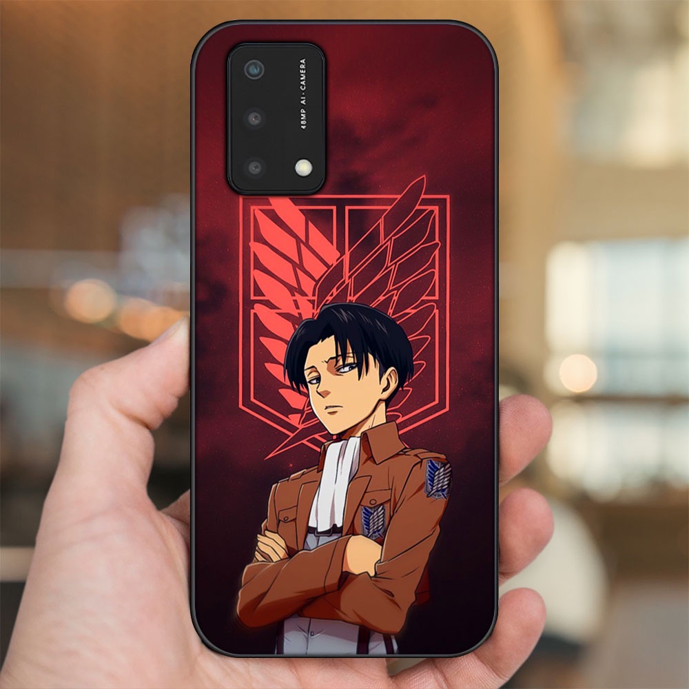 Ốp lưng Oppo A74, A93 5G, A95 viền đen in hình Levi Ackerman Attack On Titan
