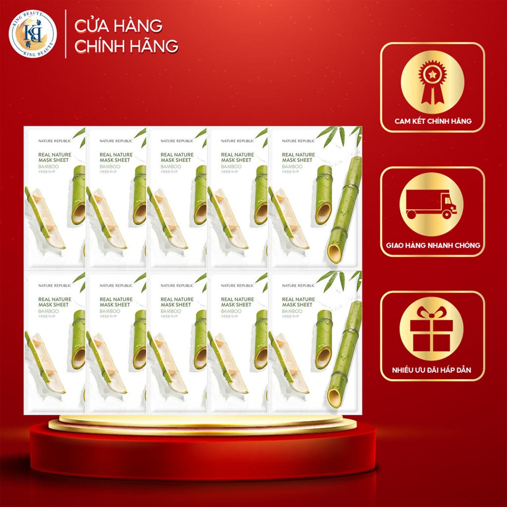 Combo 10 Mặt Nạ Giấy Cấp Ẩm Và Tăng Sức Sống Cho Làn Da Nature Republic Real Nature Mask Sheet 23ml x10 - Bamboo