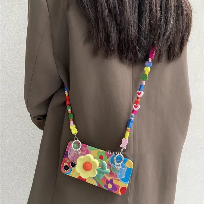 Ốp Điện Thoại Họa Tiết Hoa Có Dây Đeo Cho Huawei 13 12 11 Pro Max