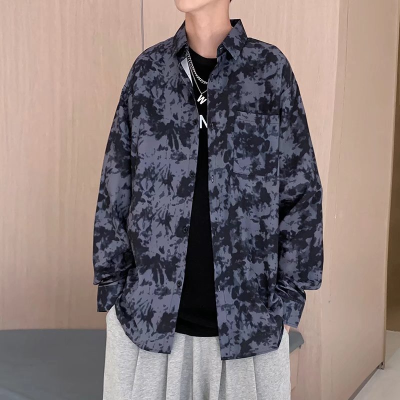 Áo Sơ Mi Tay Dài Dáng Rộng In Họa Tiết Phong Cách Hip Hop Thời Trang Cho Nam Giới Size M-3XL