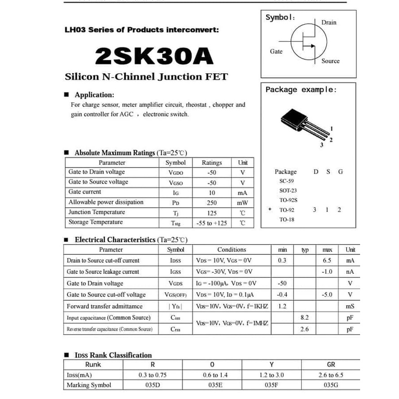 Linh kiện điện tử 2SK30A-Y K30A T0-92 NPN Mosfet