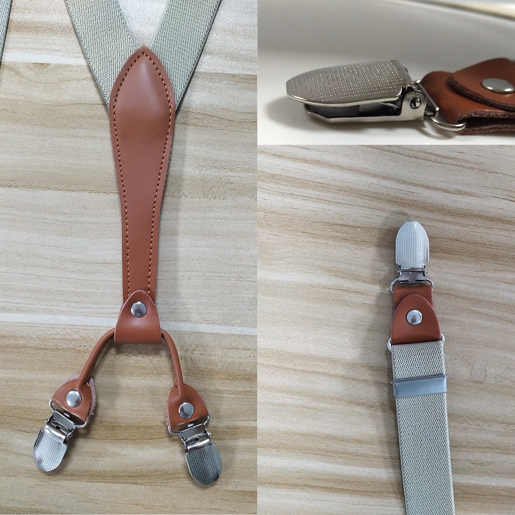 Dây đai chữ Y unisex da PU co dãn 4 kẹp