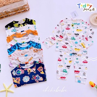 Bộ cotton bé trai dài tay phối khuy cho bé