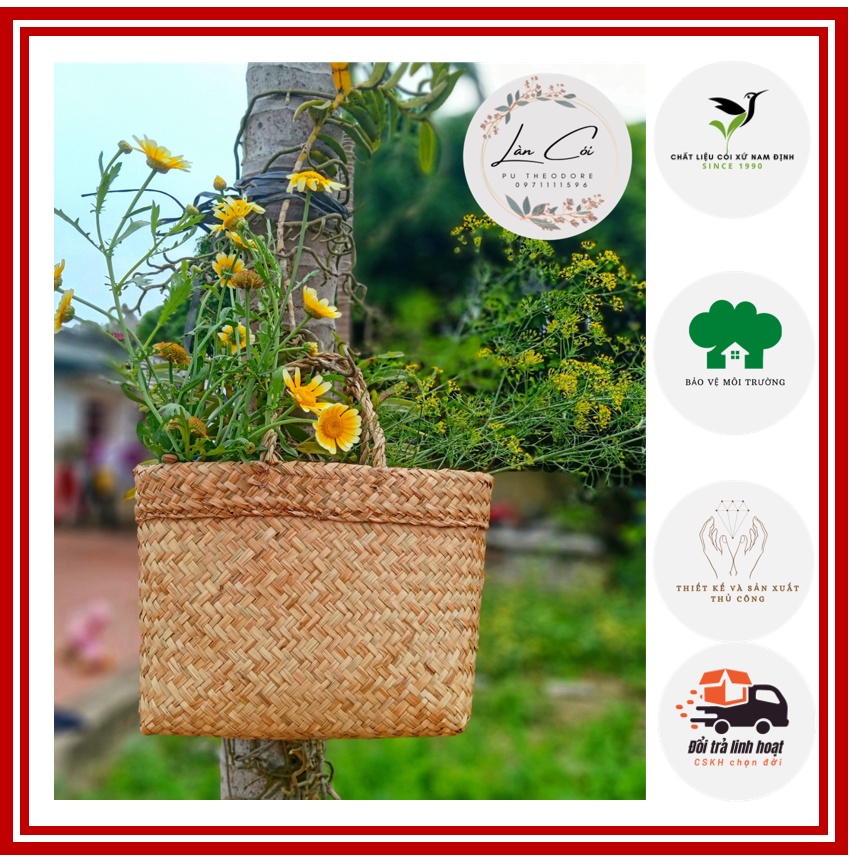 Túi cói đi chợ ,đựng hoa quả, làn cói / túi cói handmade cầm tay, thân thiện môi trường