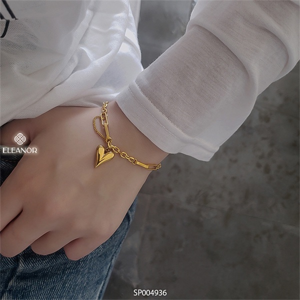 Lắc tay nữ Eleanor Accessories sợi mắt xích phối mặt hình trái tim phụ kiện trang sức cá tính độc lạ