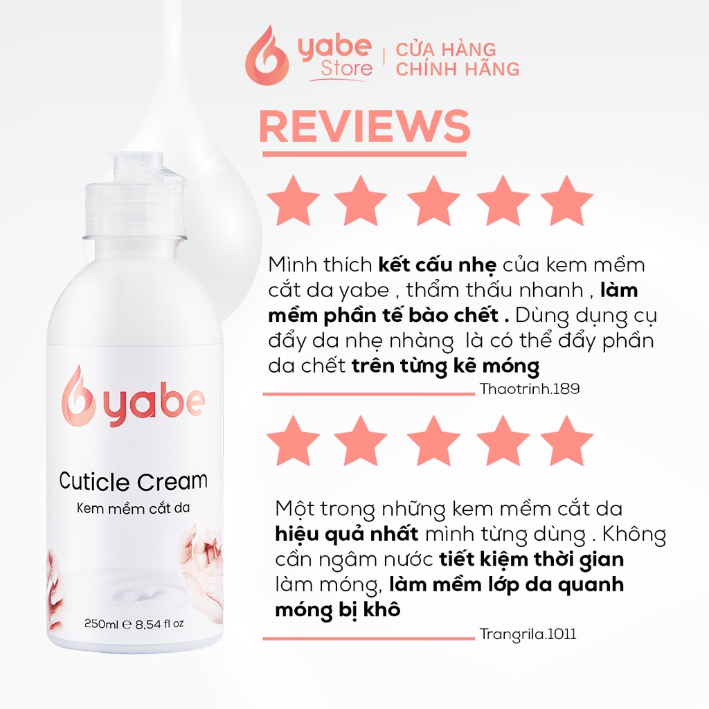 Kem mềm da nail YABE Làm Mềm Da Nhanh Chuyên Dụng Cho Thợ Nails 250ml