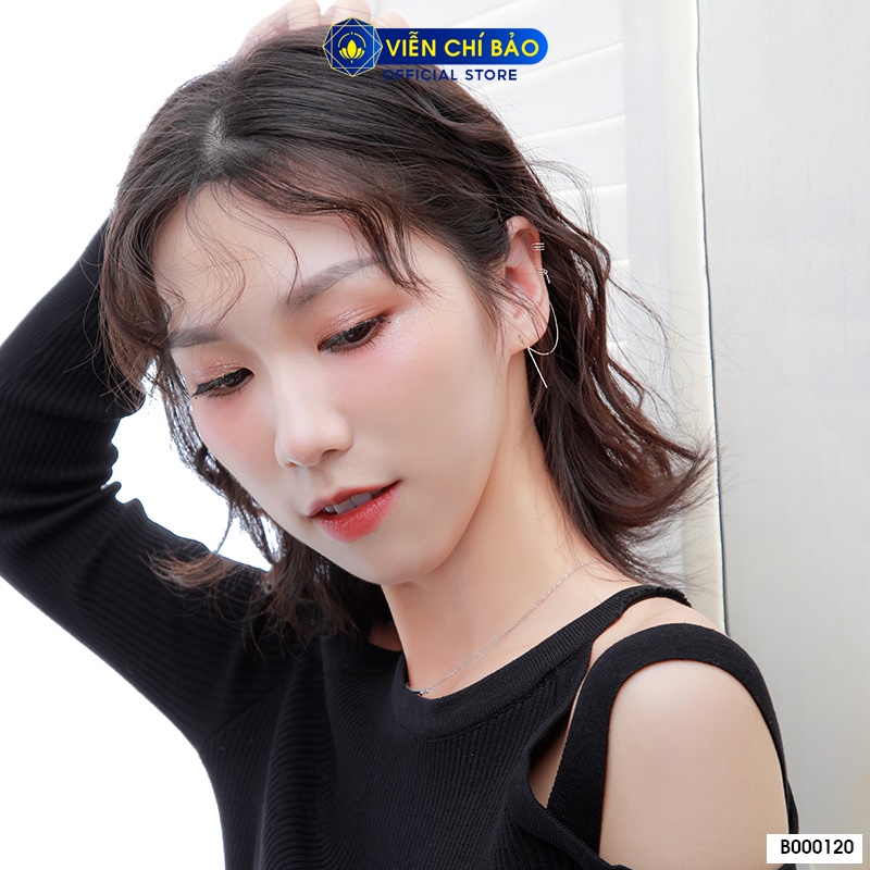 Bông tai bạc nữ kẹp sao dây dài ( bất đối xứng) chất liệu bạc 925 thời trang phụ kiện trang sức Viễn Chí Bảo B000120