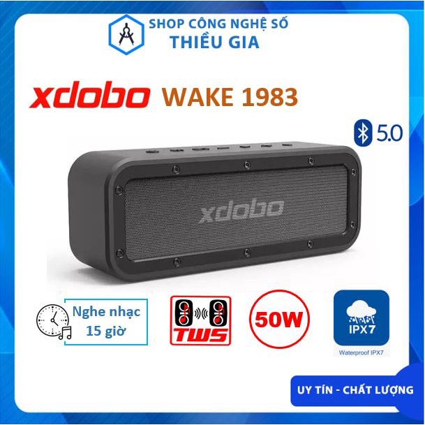 Loa Bluetooth Xdobo Wake 1983 siêu trầm âm thanh hay, công suất 50W TWS, chống nước IPX7, nghe nhạc lên đến 15 giờ