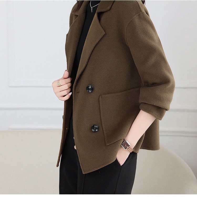 Áo Khoác Len Một Lớp Đơn Giản Thời Trang Thu Đông Dành Cho Nữ