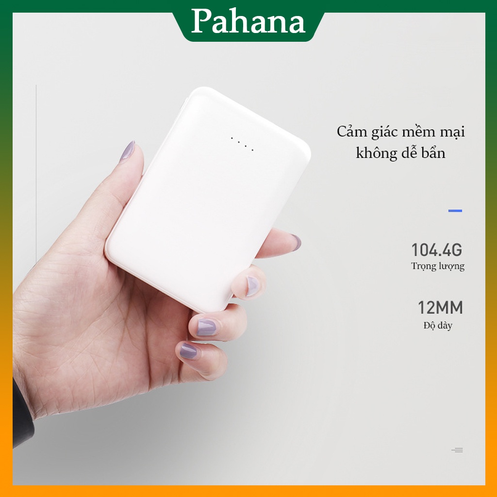 Sạc Dự Phòng 5000mah mini Trong Suốt - Sử Dụng Bổ Trợ Cho Đèn Bàn - Đai Massage - Máy Sưởi Ấm,.. Chính Hãng Pahana