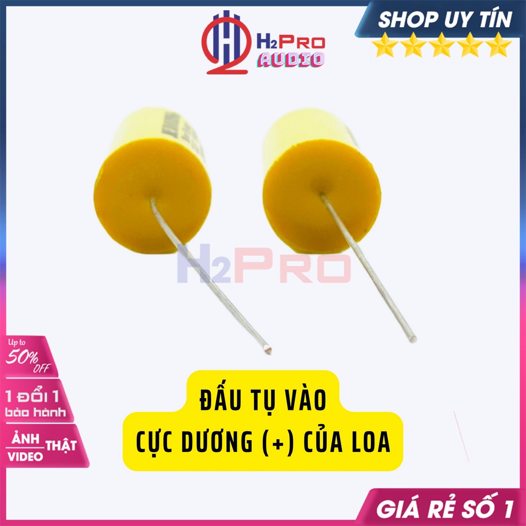2 Tụ Cản Loa Treble 2.2Uf 250V Cao Cấp Vàng Tròn, Tụ Loa Treb Chống Cháy, Tụ Phân Tần Loa Trép-H2Pro Audio