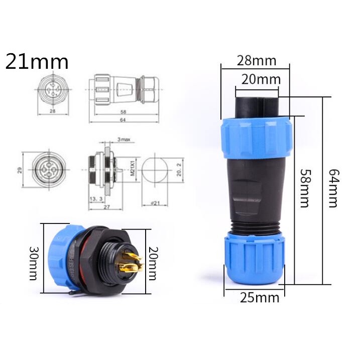Phích Cắm Kết Nối Chống Nước IP68 SP13 SP17 SP21 male female 1 / 2 / 3 / 4 / 5 / 6 / 7 pin