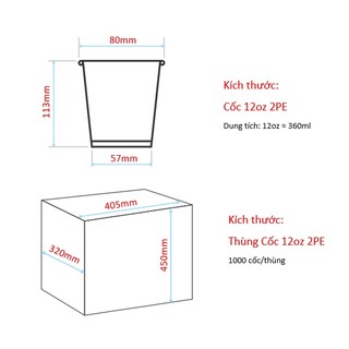 Cốc giấy Vietcup 12oz 2PE - 360ml (100 chiếc)