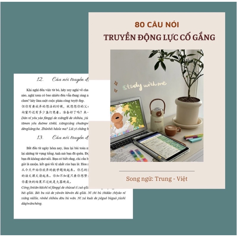 Combo Sổ tay song ngữ Trung Việt + Vở ô vuông caro 120 trang A5