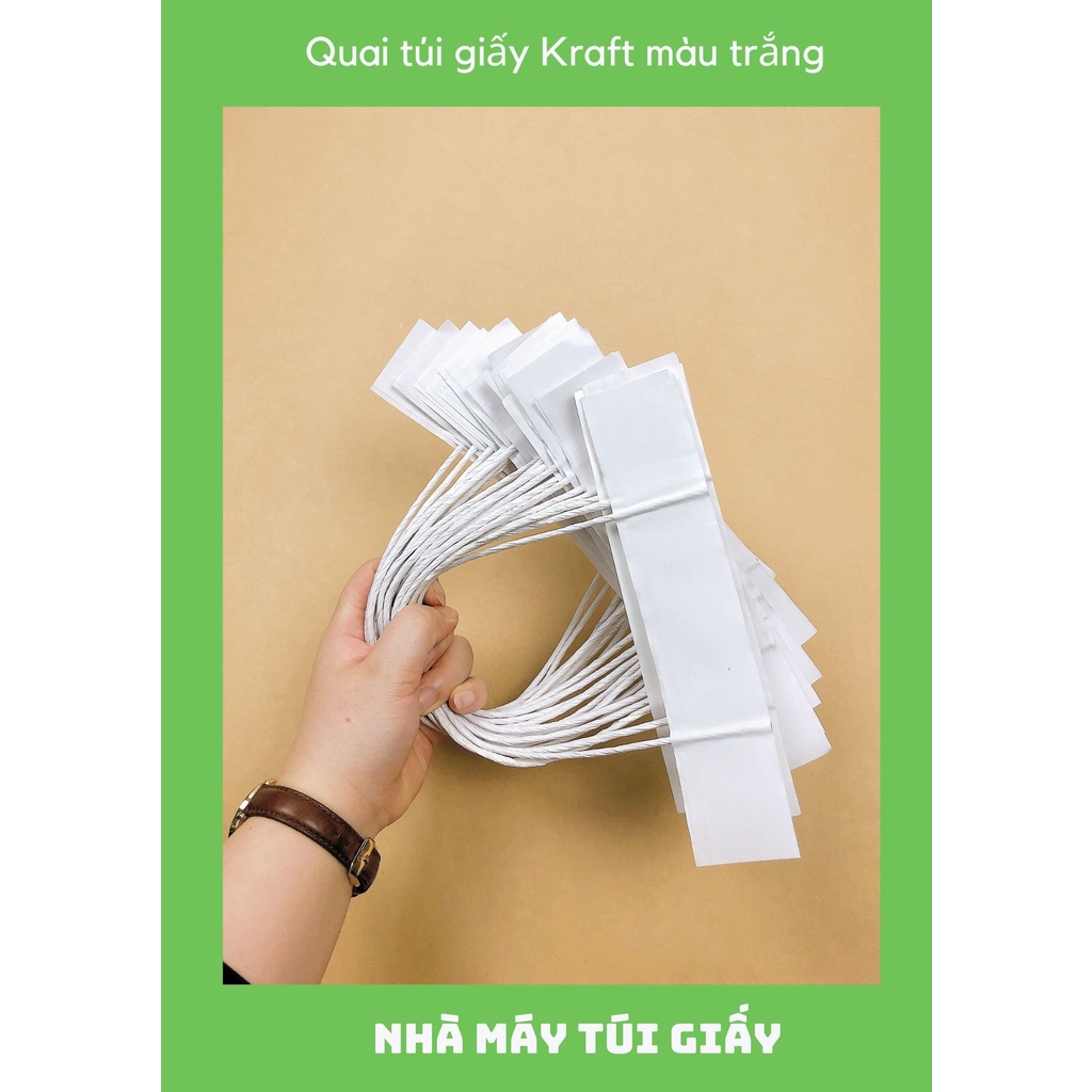 Quai túi giấy Kraft trắng