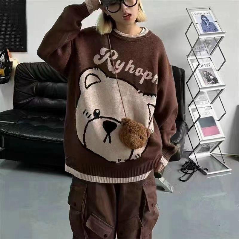 Áo len gấu kèm túi 2 màu siêu xinh Lizhouse