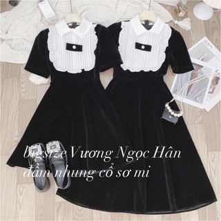 ĐẦM NHUNG PHỐI CỔ TRẮNG BIGSIZE ( ngắn và dài )