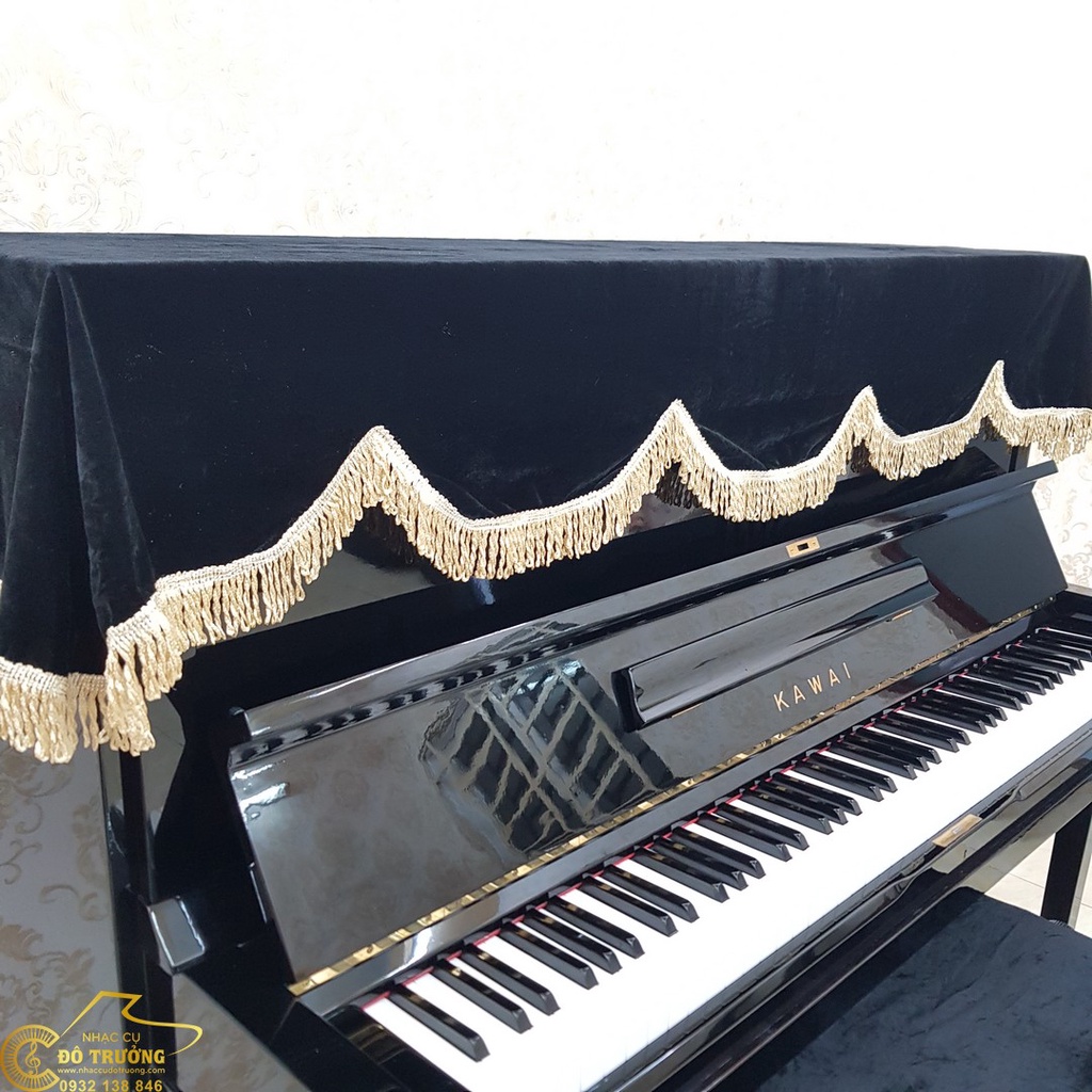 Khăn phủ đàn Piano nhung đen tặng kèm phủ ghế đơn