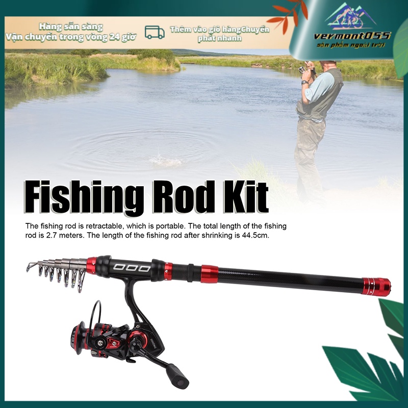 Có thể bán buôn Bộ Cần Câu Cá 2.7m Bằng Carbon Kèm Túi Đựng Tiện Lợi vermont055 Hàng giao ngay