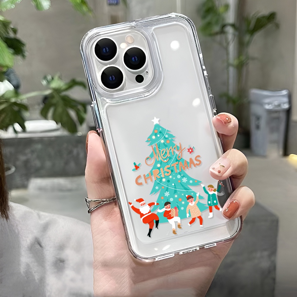 Ốp Điện Thoại Trong Suốt Hình Cây Thông Giáng Sinh Cho iphone 14ProMax 13 11 12 7Plus X XR XS Max 8 7