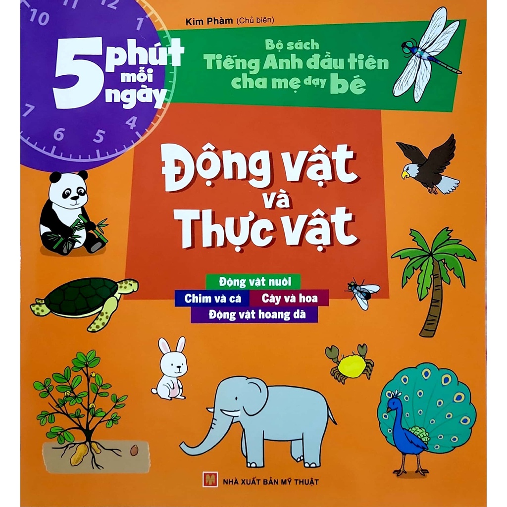 Sách - 5 phút mỗi ngày - Bộ sách Tiếng Anh đầu tiên cha mẹ dạy bé - Động vật và Thực vật