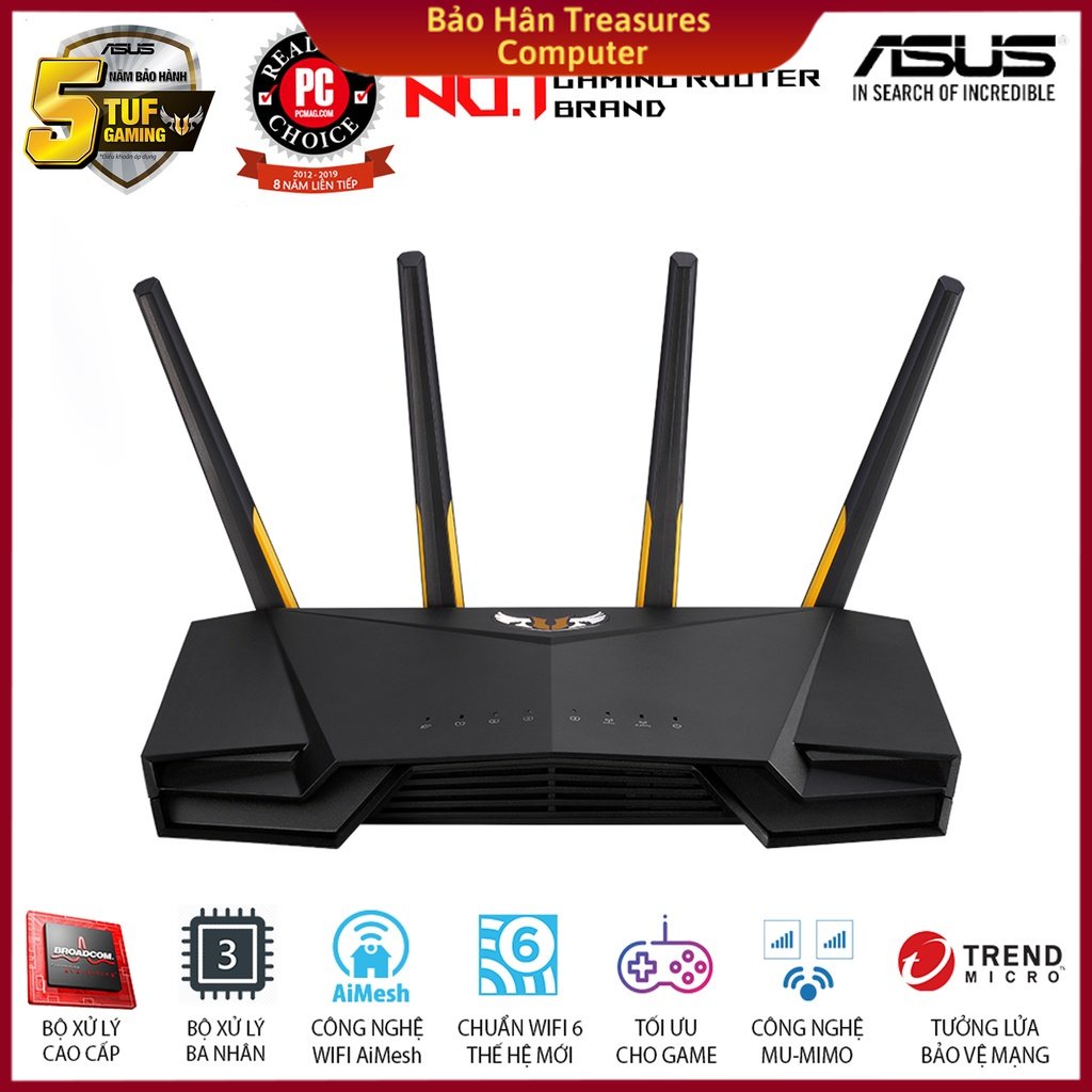 Router Wifi 6 ASUS TUF Gaming AX3000 Băng Tần Kép TUFAX3000 Hàng Chính Hãng