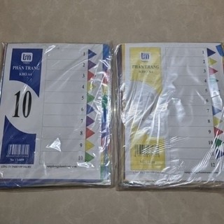 Bìa phân trang nhựa 10 số 12 số