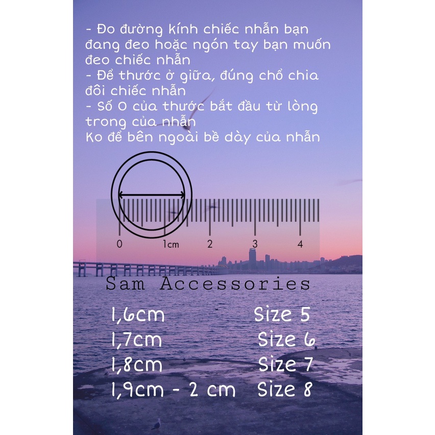 Nhẫn titan đá baguet chéo