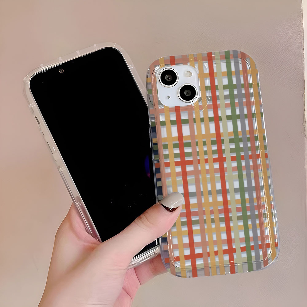 Ốp Điện Thoại Trong Suốt Có Túi Khí In Họa Tiết Lưới Thời Trang Cho iphone 14promax 11 13 12 7Plus X XS Max