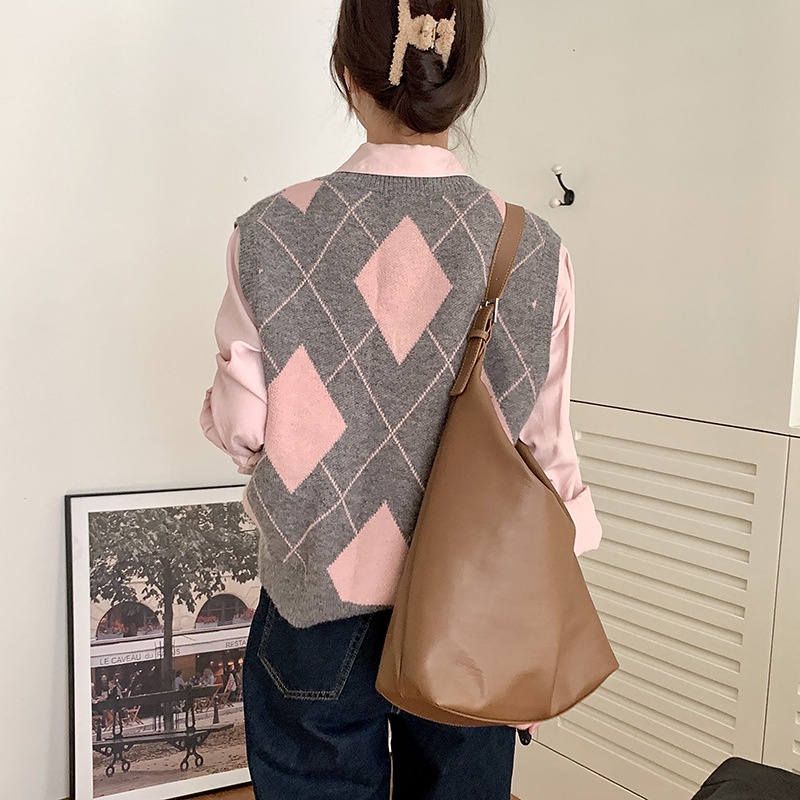 Túi Xách Đeo Vai Da Mềm Cỡ Lớn Phong Cách Hàn Quốc Đơn Giản Dành Cho Nữ