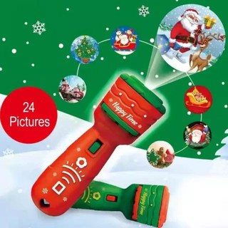 Đèn pin chiếu hình Noel cho bé, đồ chơi chiếu hình Noel