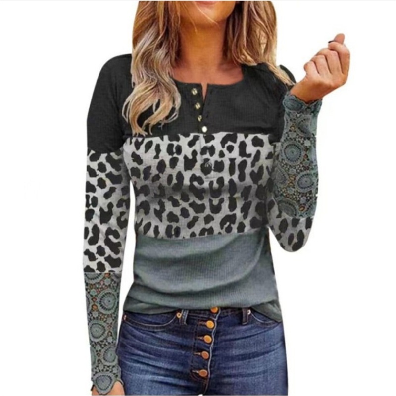 Áo Sơ Mi Tay Dài Cổ Tròn Phối Ren Và Nút Màu Sắc Thời Trang Cho Nữ