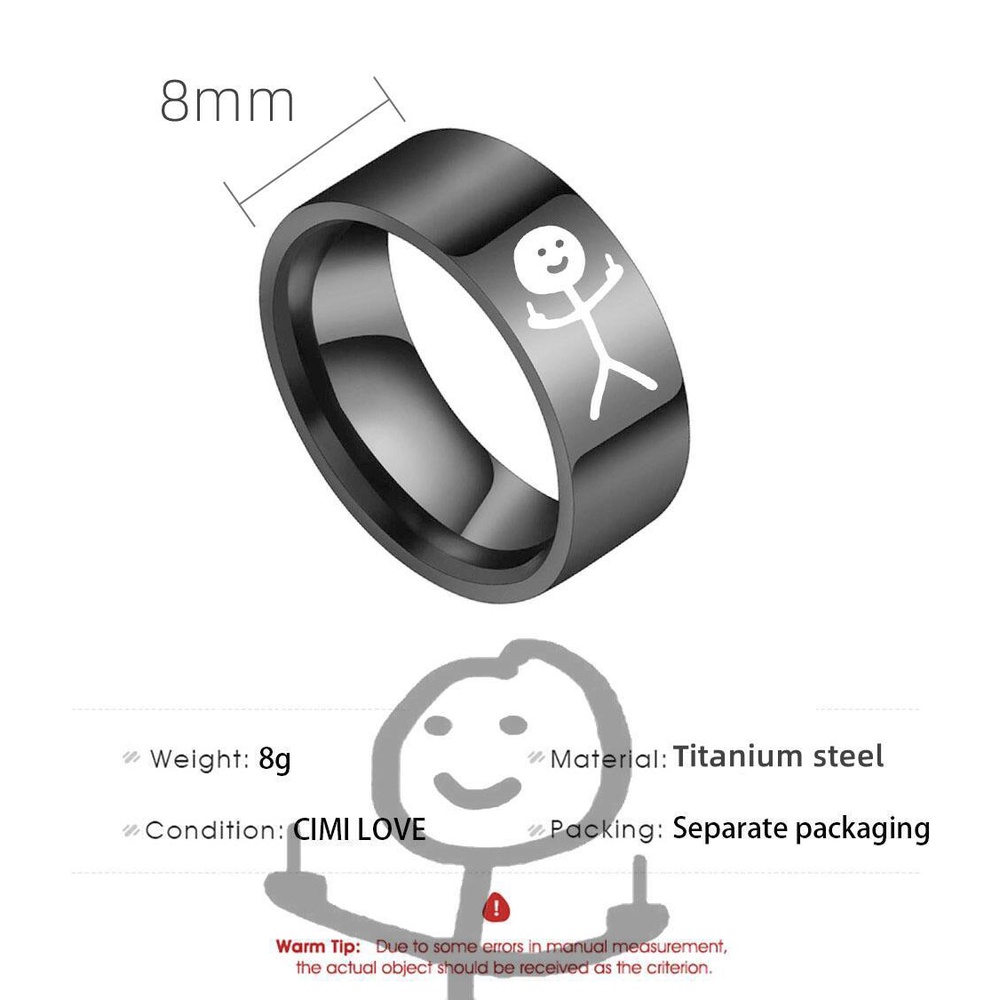 Nhẫn Thép Không Gỉ Họa Tiết Graffiti Vui Nhộn Mới Cho Nam Và Nữ