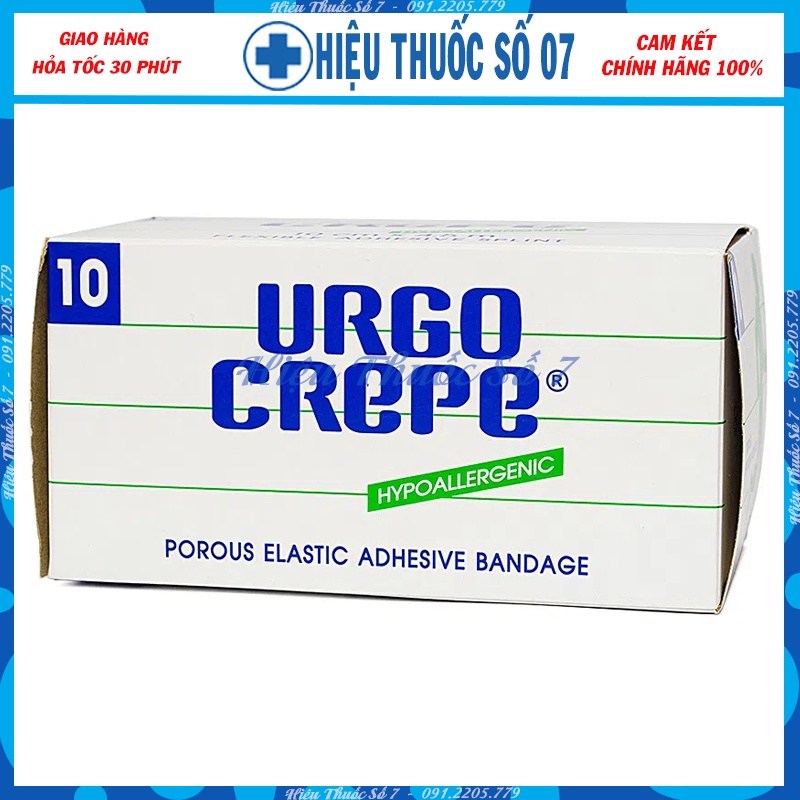 Băng keo lụa Urgo Crepe có độ dính lâu, dùng để băng các vết thương ngoài da size 6cm, 8cm, 10cm (Made in Thai Lan)