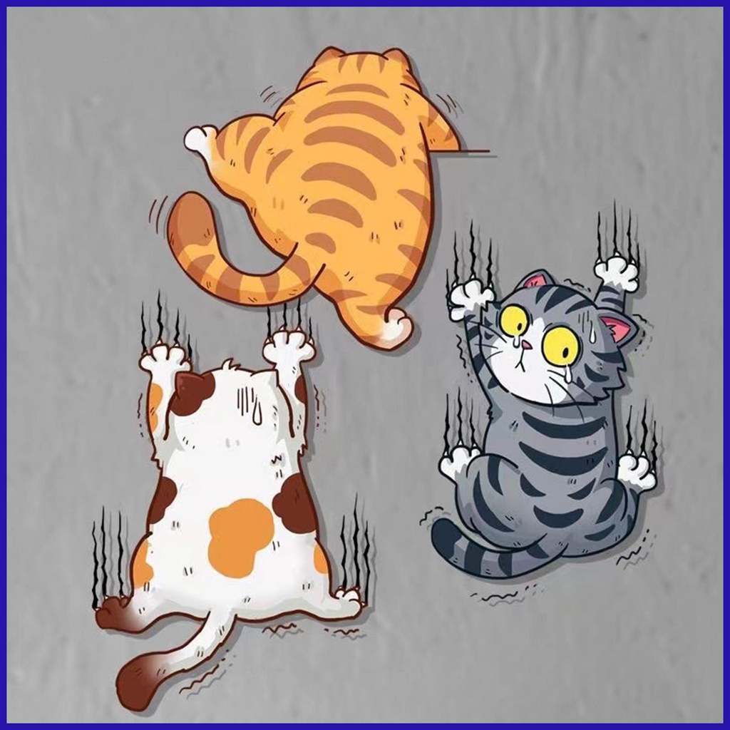 Miếng Dán Trang Trí Xe Hơi Laptop / Chai Nước / Bình Nước Hình Chú Mèo Dễ Thương