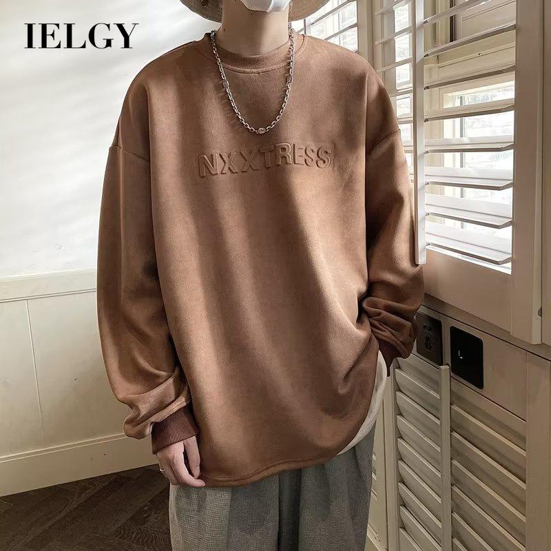 Áo sweatshirt IELGY da lộn tay dài dáng rộng phong cách Mỹ thời trang trẻ trung dành cho nam