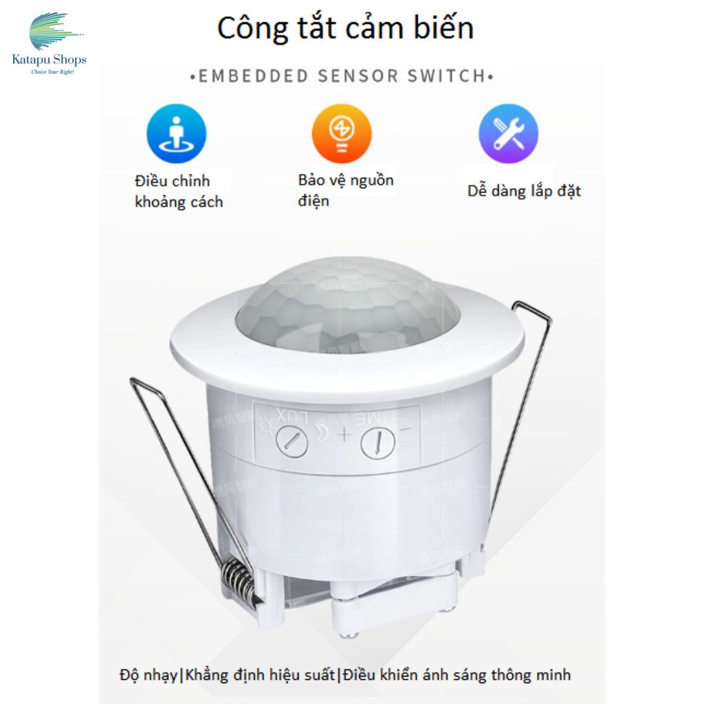Cảm biến hồng ngoại âm trần bặt tắt đèn tự động công suất lớn 1200W 360 độ