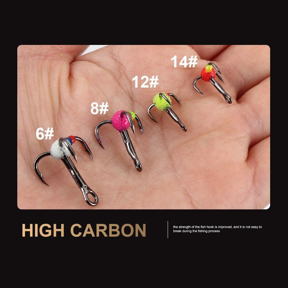 SHOUKEY Bộ 5 Móc Câu Cá Bằng Thép Carbon Bền Bỉ # 6 # 8 # 12 # 14 #