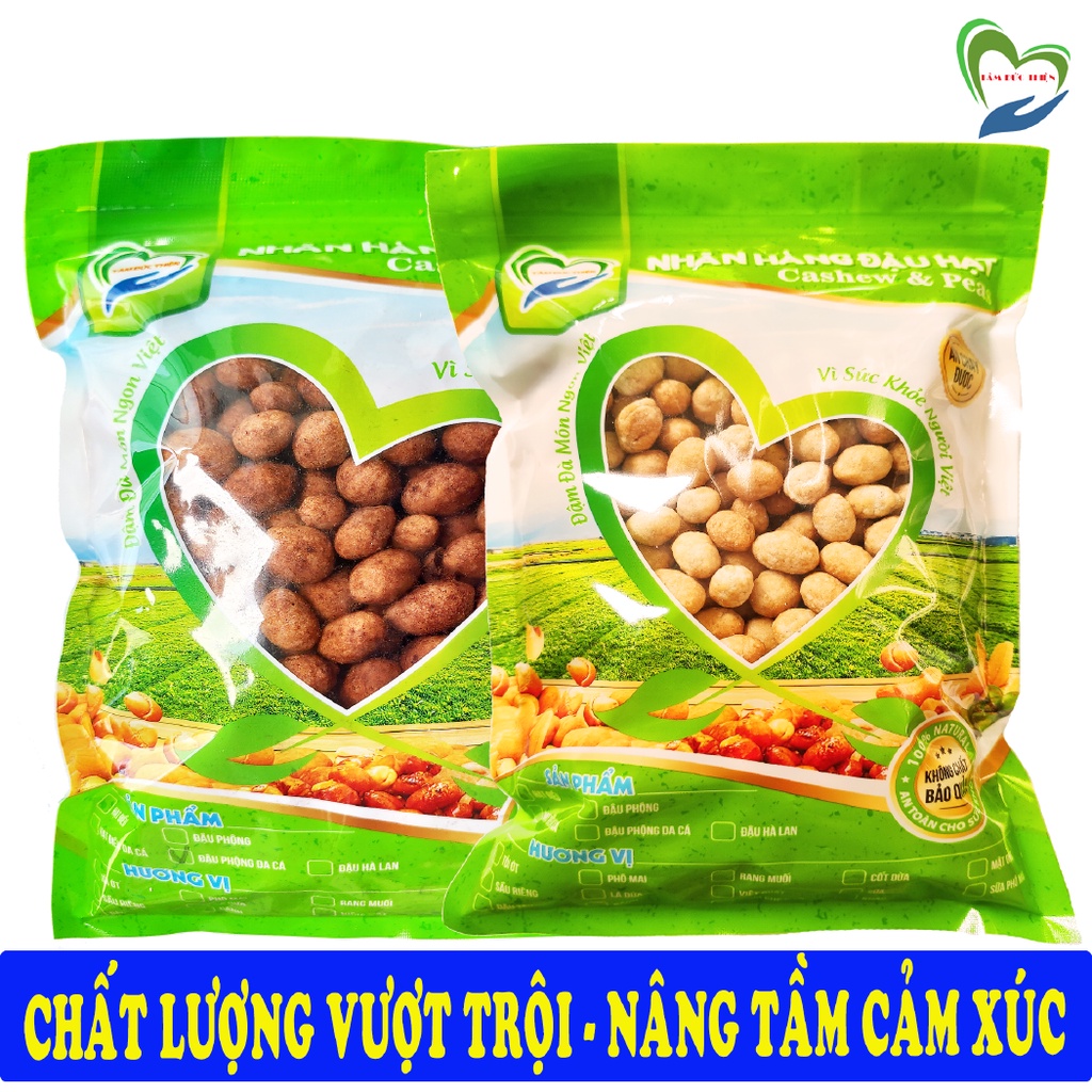 Combo 1KG Đậu Phộng Da Cá 2 Vị: Nước Cốt Dừa và Cacao Tâm Đức Thiện 2 Túi x 500GR