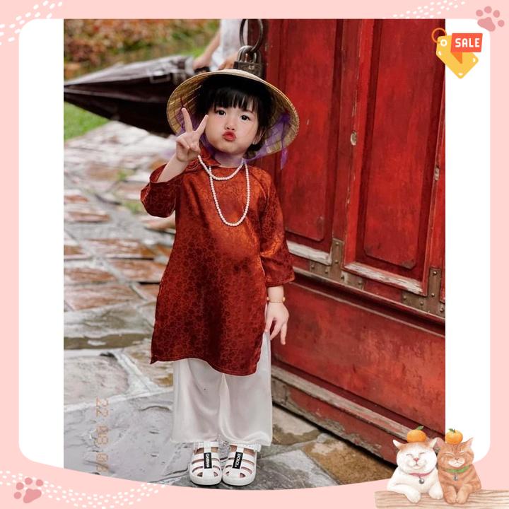 [Siêu Sale] Set áo dài lụa cách tân cho bé gái