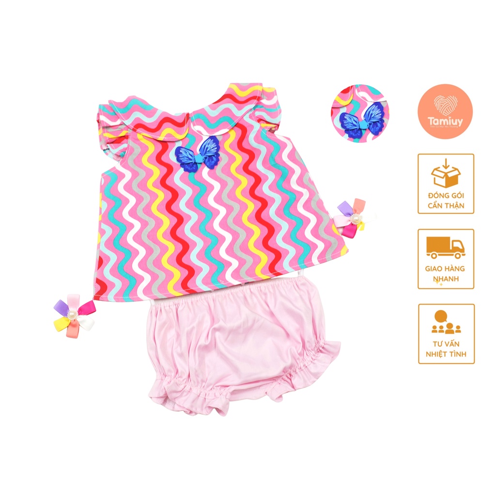 Bộ Quần Áo Cho Bé Gái Tamiuy Cao Cấp Họa Tiết Dễ Thương Chất Vải Cotton Mềm Mịn Nhiều Màu Tùy Chọn