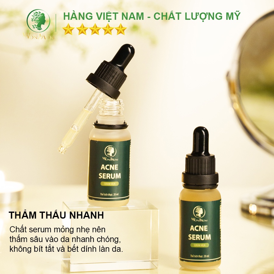 [ Giảm 50K - Đơn 479K ] Bộ trắng da, sạch mụn cơ bản Wonmom ( 1 Kem cấp ẩm + 1 Serum mụn )