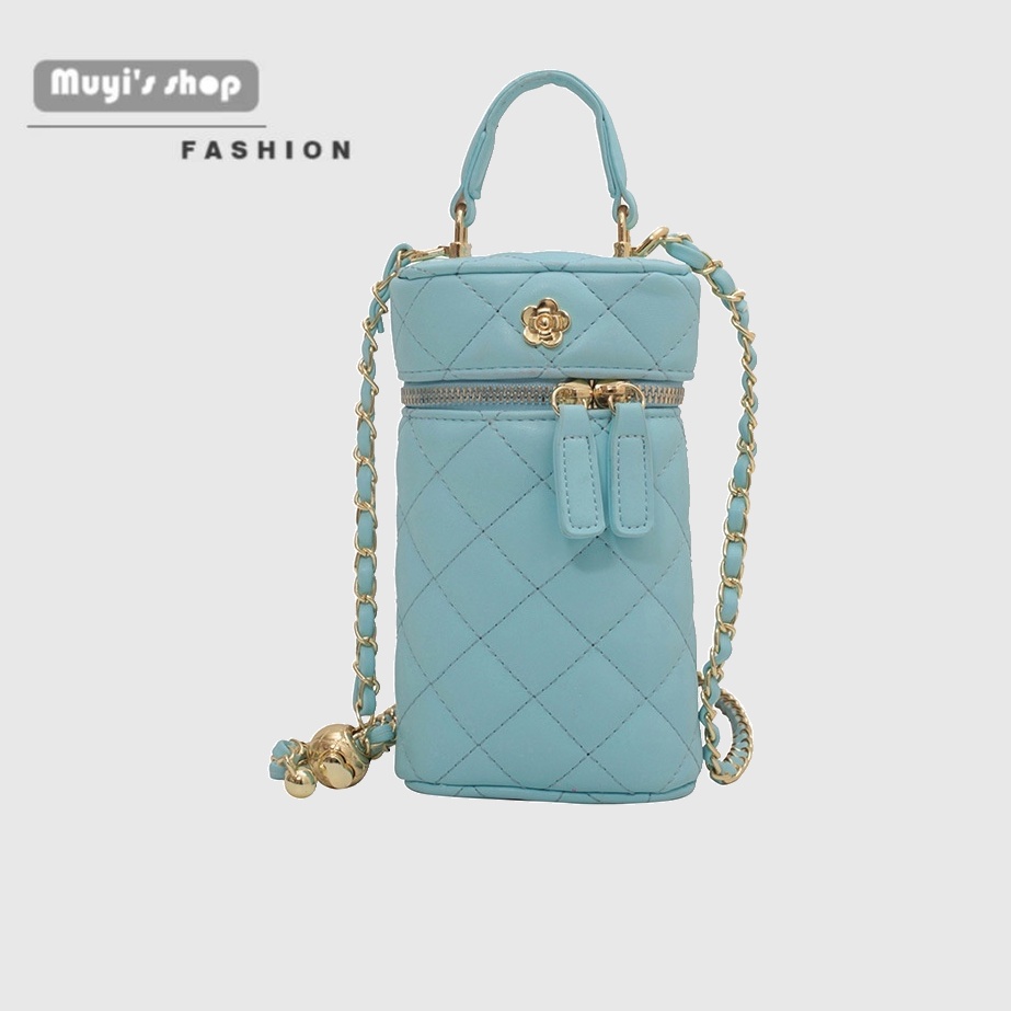 Túi Đeo Chéo Hình Trụ Phối Dây Xích Thiết Kế Mới 2022 Thời Trang Mùa Hè Cho Nữ