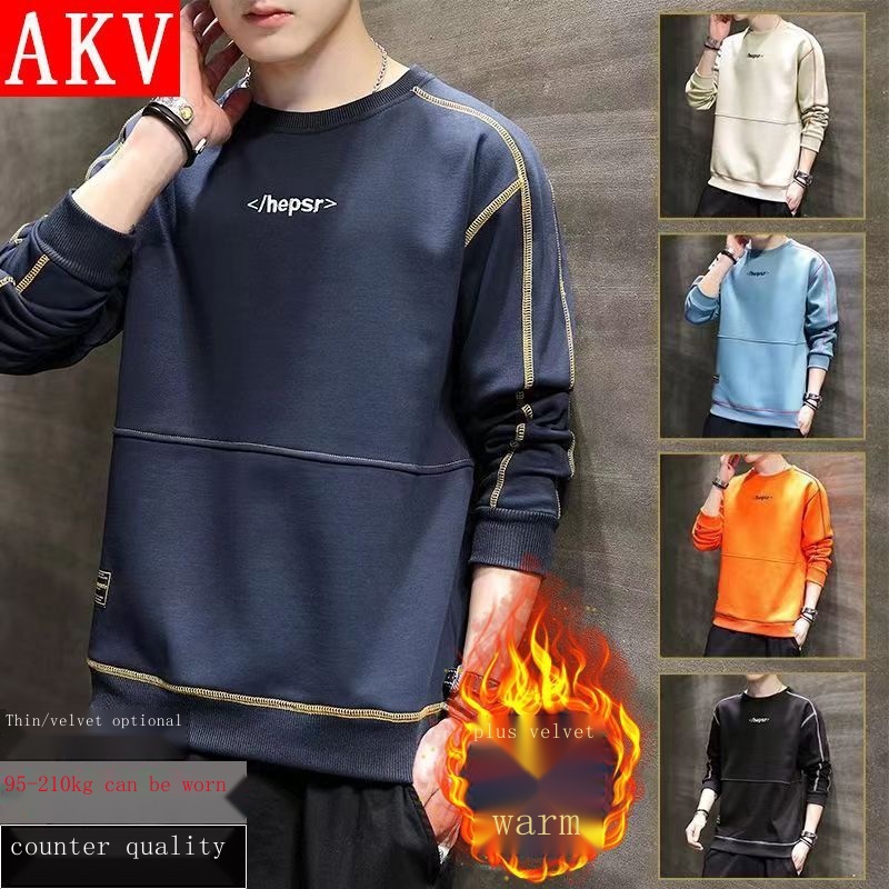Áo Sweater Lót Nhung Dày Dặn Giữ Ấm Thiết Kế Mới Thời Trang Mùa Thu Đông Theo Phong Cách Hàn Quốc Dành Cho Nam