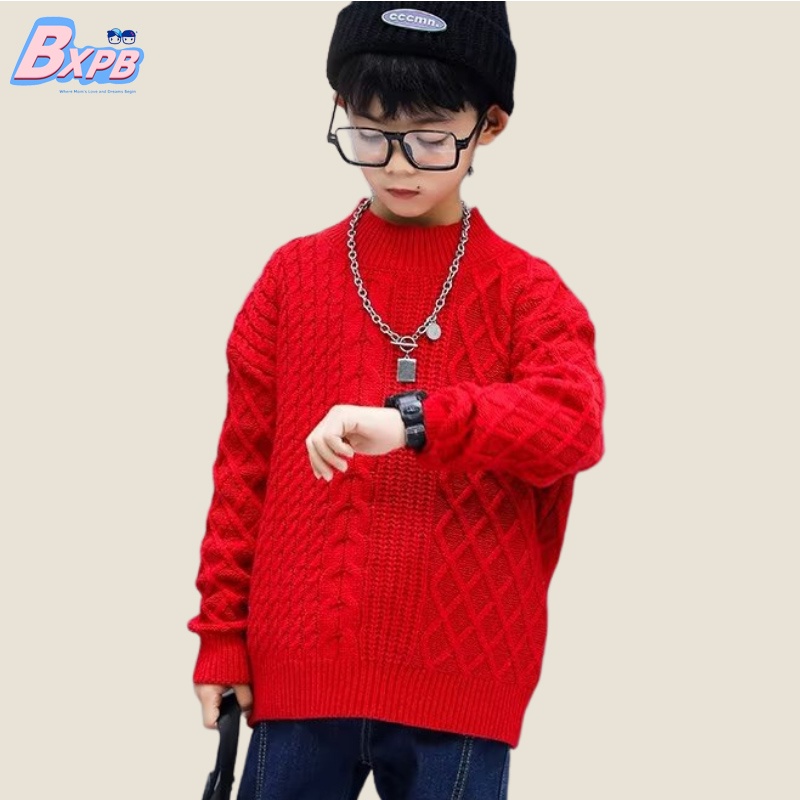 Áo Sweater Dáng Rộng Thoải Mái Thời Trang Năm Mới Cho Bé 3-15 Tuổi