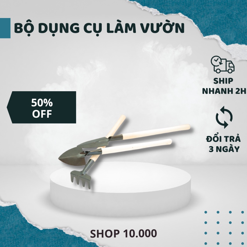 Bộ Dụng Cụ Làm Vườn - Dụng Cụ Trồng Cây Mini 3 Món Xẻng/Xúc/Cào Tiện Dụng