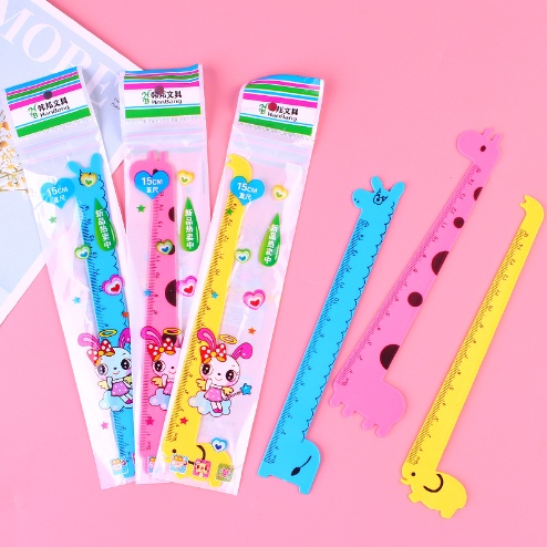 Thước Kẻ Học Sinh Với Tạo Hình Hươu Cao Cổ Siêu Dễ Thương - Thước Kẻ Nhựa Chiều Dài 15cm