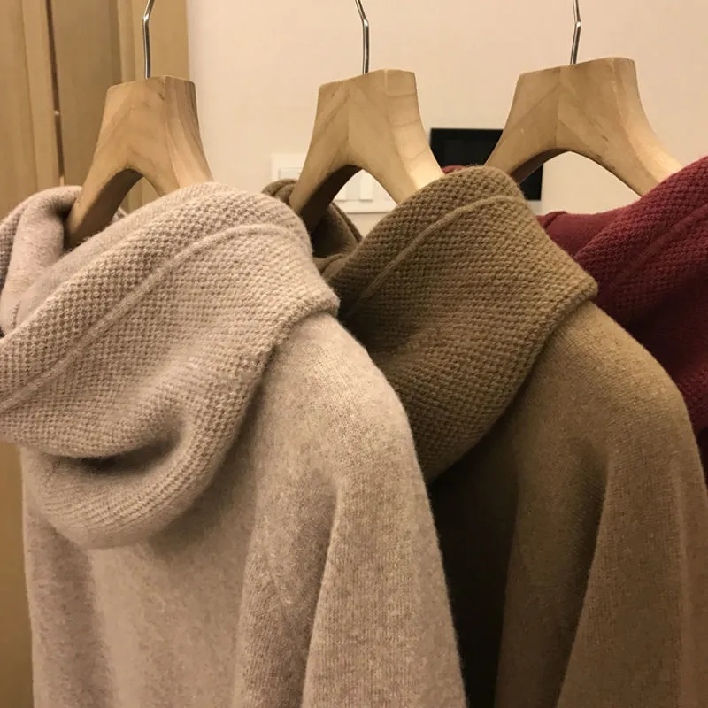 Áo Hoodie Dệt Kim Dày Dặn Dáng Rộng Phong Cách Hàn Quốc Thời Trang Thu Đông Mới Cho Nam