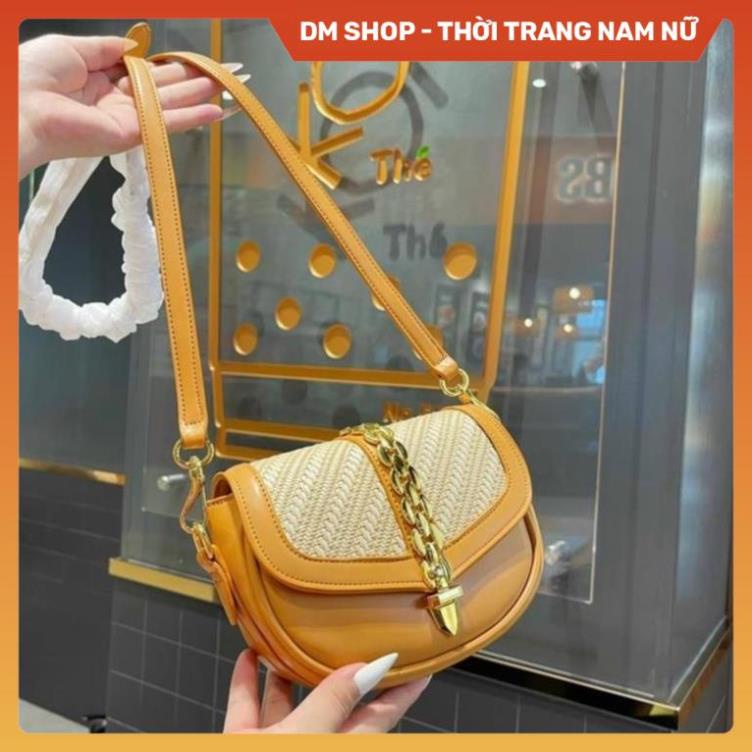 Túi Đeo Chéo Dáng Bầu Màu Đen Trắng Xích Dọc Hình Mũi Tên , Túi Xách Đeo Vai Kẹp Nách Phong Cách Thời Trang Dm Shop