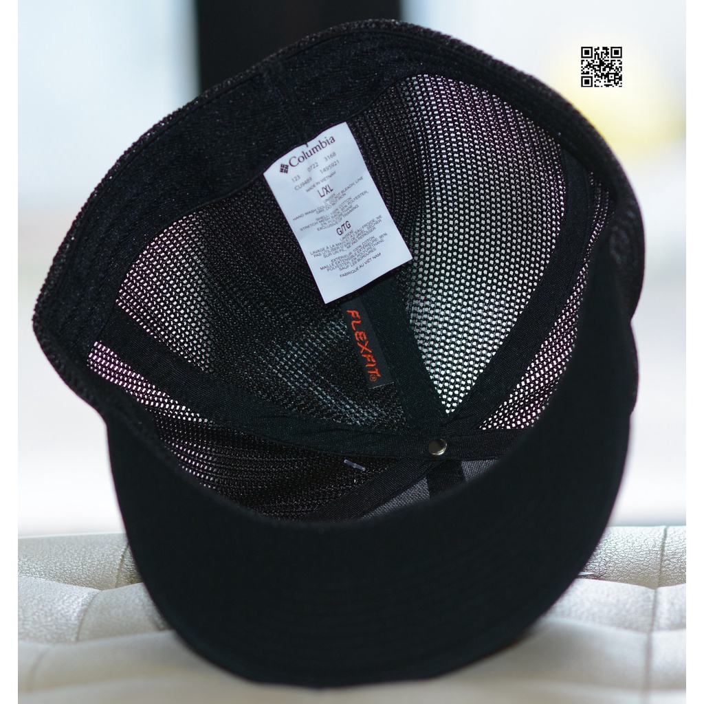 Nón Columbia thể thao thời trang lưới màu đen bít đuôi,mũ lưới chạy bộ đạp xe câu cá golf  Fitted Cap Black